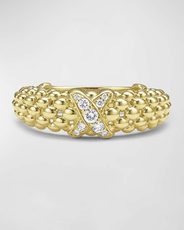 18K Gold Embrace Diamond Pave X Band Ring